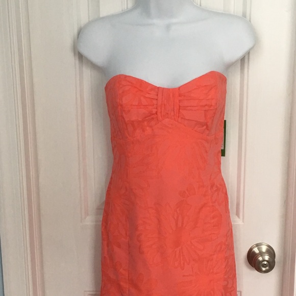 NWT LILLY PULITZER Ginger Orange Strapless Dress 8 - Picture 3 of 7